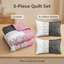 Ensemble de couvre-lit réversible 3 pièces en microfibre gris anthracite et rose rosé avec 2 taies décoratives-129386893