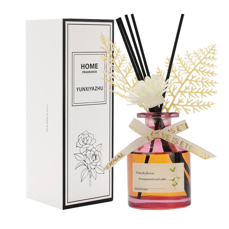 Ensemble d'huile essentielle de diffuseur Reed - Assainisseur d'air à parfum de rose (4,4 oz liq.) Pour la maison, la salle de bain, la chambre à coucher, le bureau