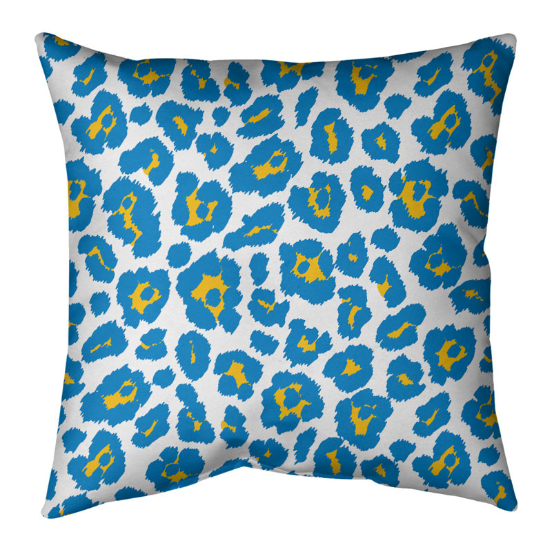 Housse de coussin carrée, Polyester filé, 20 po X 20 po, Blanc / Bleu clair / Jaune