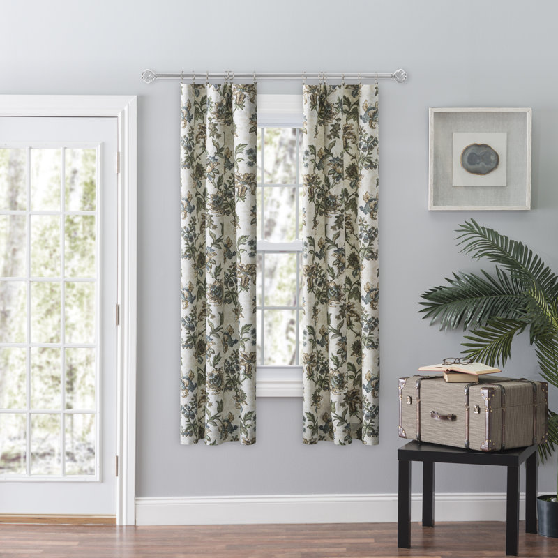 Tania Cotton Blend Room Darkening Curtain Pair, Blue, 28" x 63"