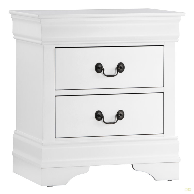 Table de chevet à conception traditionnelle 1pc, Blanc