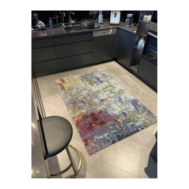 Tapis lavable à motif pastel, Rond 3 pi 4 po