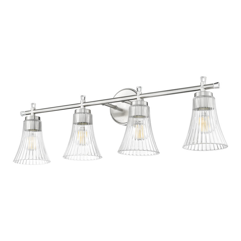 Coiffeuse Maston, H 10 po x l 32 po x P 6,75 po, Nickel brossé, Quatre lumières