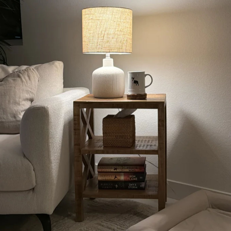 Lampe de table en céramique blanche, H 17,75 po x l 10 po x P 10 po