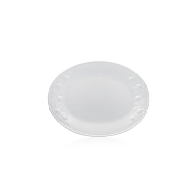 Assiette de service élégante en céramique, couleur crème, 11,8 po x 15,7 po | 100% lavable au lave-vaisselle, au micro-ondes | Idéal pour les réceptions et l'utilisation quotidienne, design élégant pour la salle à manger et le service