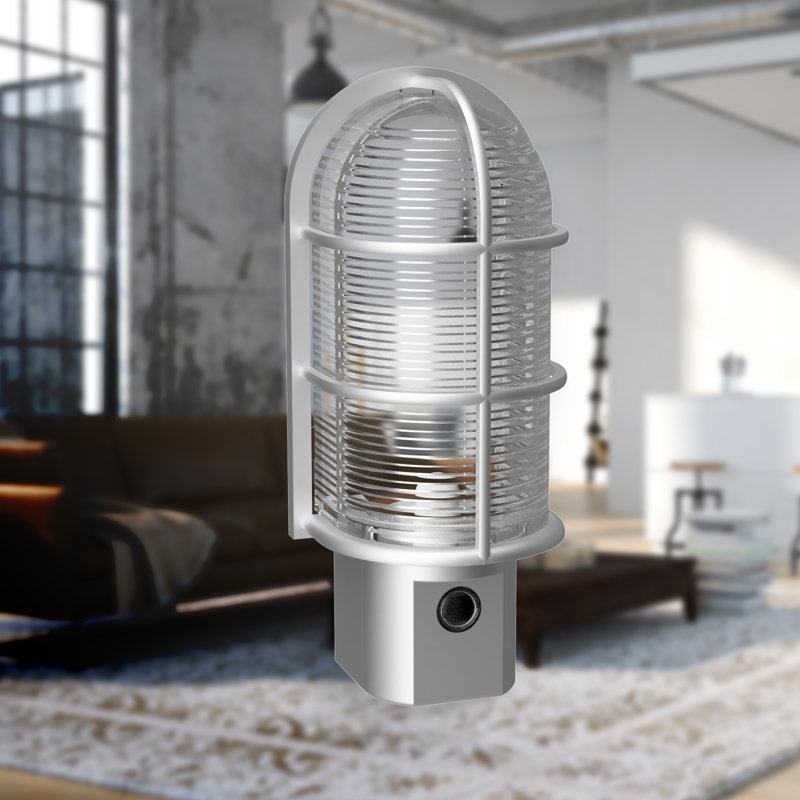 Industrial Nickel Cage LED Motion Sensor Night Light