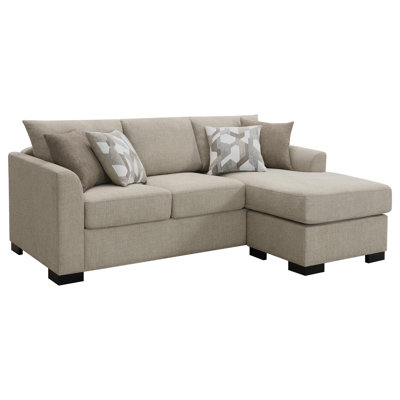 Bevis Upholstered Sleeper Sectional Chaise Sofa Camel