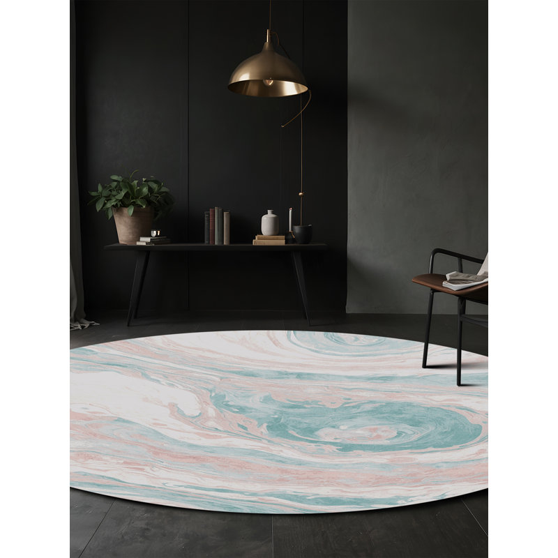 Machine Washable Beige Area Rug, Round 8'
