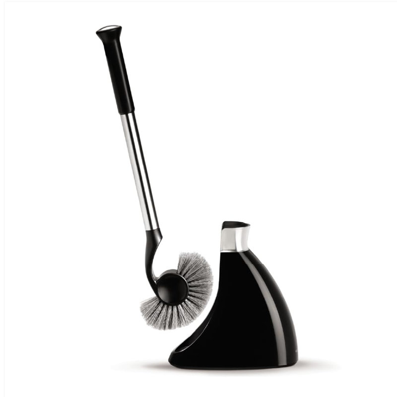 Brosse de toilette avec panier, acier inoxydable (noir), Black