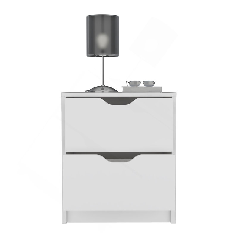 Table de chevet 2 tiroirs, table de bout, table d'appoint Basilea - blanc, Blanc