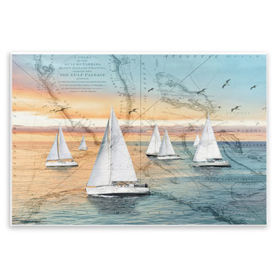 «Nautical Ships & Vintage Map», plaque murale par Amber Sterling