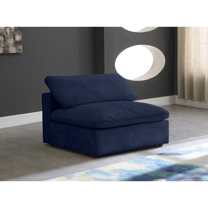 Cozy 39" W Velvet Convertible Chair, Navy Velvet