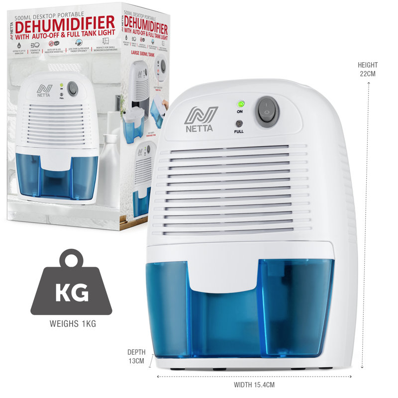 NETTA 500ml Mini Dehumidifier, Blue/White