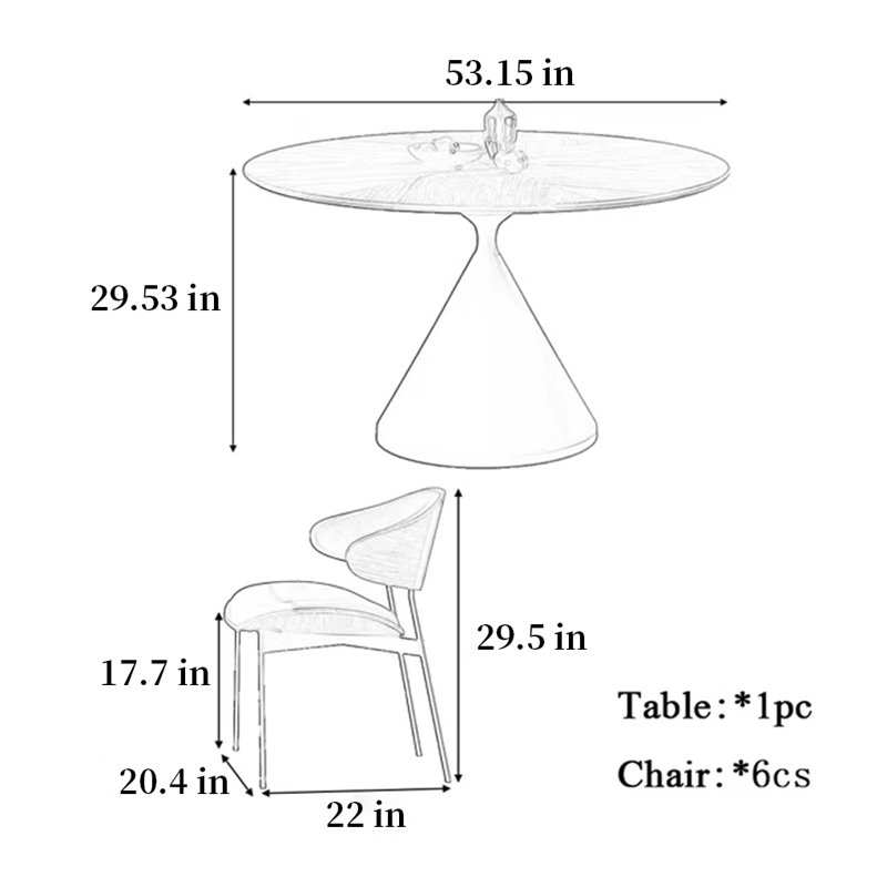 Table et chaise de salle à manger rétro Retro, 5 Pieces: Table, 4 Chairs, 29.5" H x 55.1" W x 55.1" D
