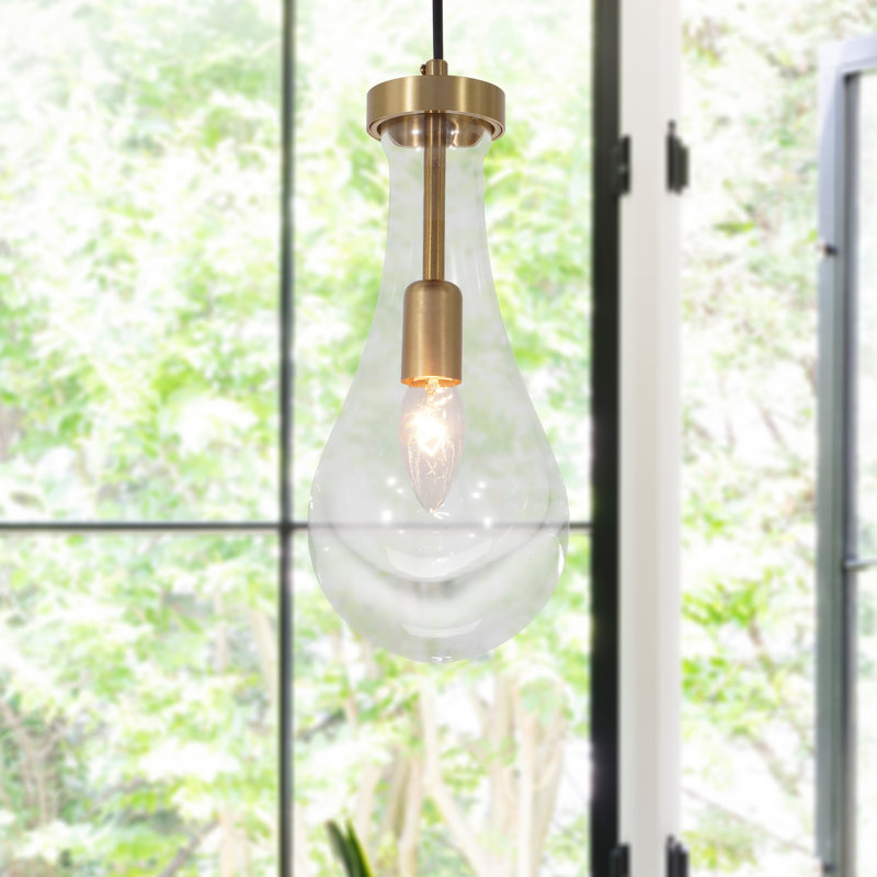 Luminaire suspendu en verre transparent 1 lumière