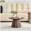 Table basse circulaire en panneau de fibres à densité moyenne noyer avec texture exquise et capacité de charge stable, idéale pour le salon et la chambre à coucher-292350008-292350014