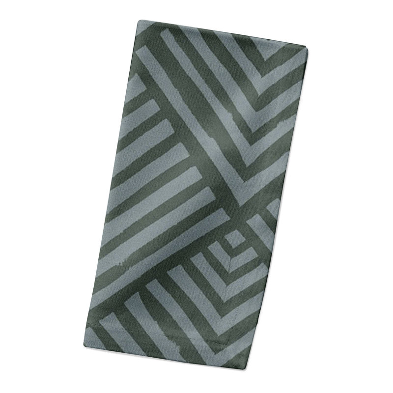 Cotton Twill Geometric Rectangle Napkin, Gray