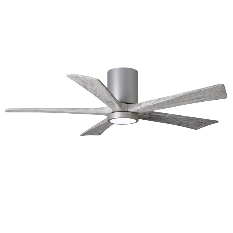 Irene Flushmount Light Kit 5 Blade LED Ceiling Fan, Brushed Nickel, 52", Barn Wood Tone