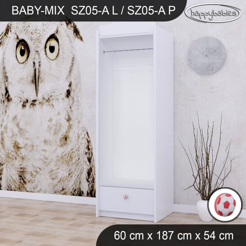 Ball 1 Door Wardrobe, White/Red