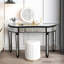 Console en miroir de 47 po en forme de demi-cercle avec verre cannelé et tiroir décoratif en cristal, convenant à un vestiaire ou à une chambre à coucher de style contemporain.-121070580