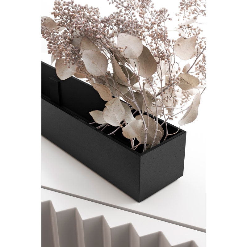 Boîte à fleurs en plastique Geo Series, Noir, H 3 po x l 16 po x P 3,5 po, Ensemble de 2