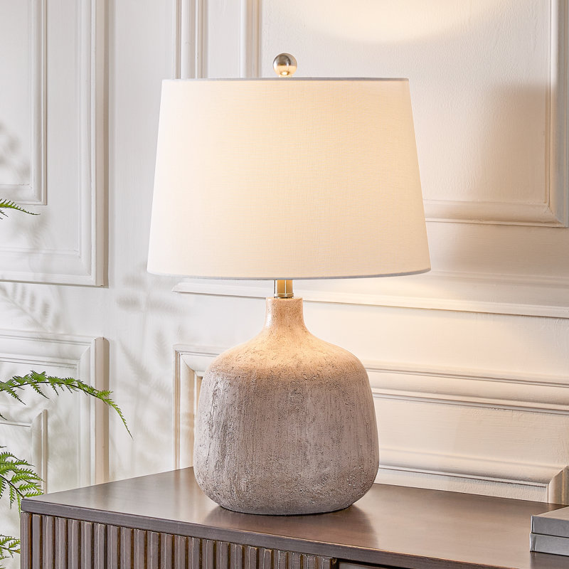 23.5" Farmhouse Resin Table Lamp with USB Type-C Ports and 3-Way Dimmable Light