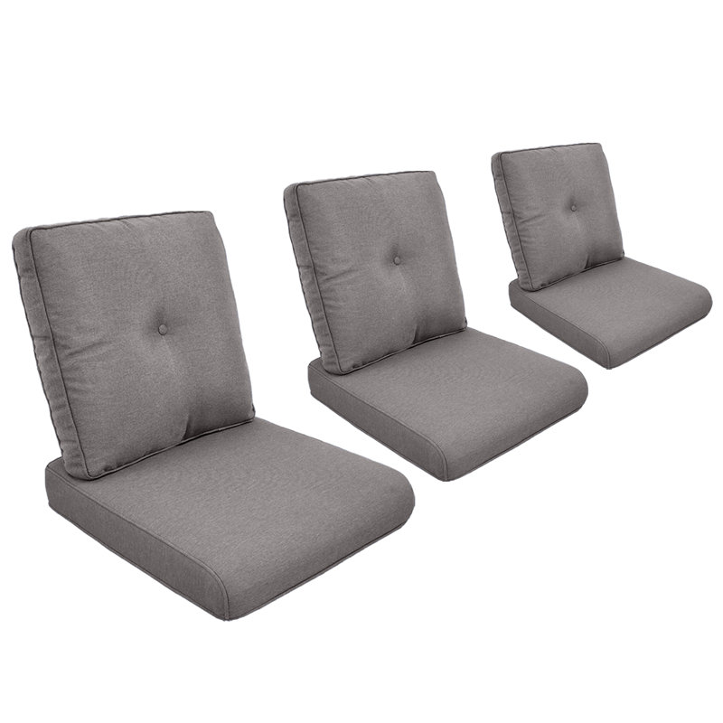 Coussin de siège / dossier d'extérieur Schutt, Gris, 3 coussins de siège / dossier