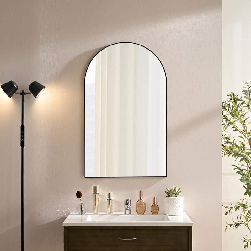 36 po. 22 po., Miroir de meuble-lavabo carré noir, salle de bain, style minimaliste, verre flotté haute définition, suspension à 360 degrés, cadre de support de salle de bain rouille, image claire, installation facile