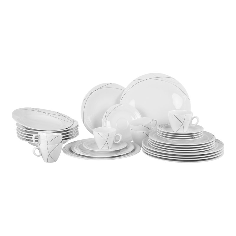 Trio 30 Piece Dinnerware Set with Mug, Service for 6, Highline