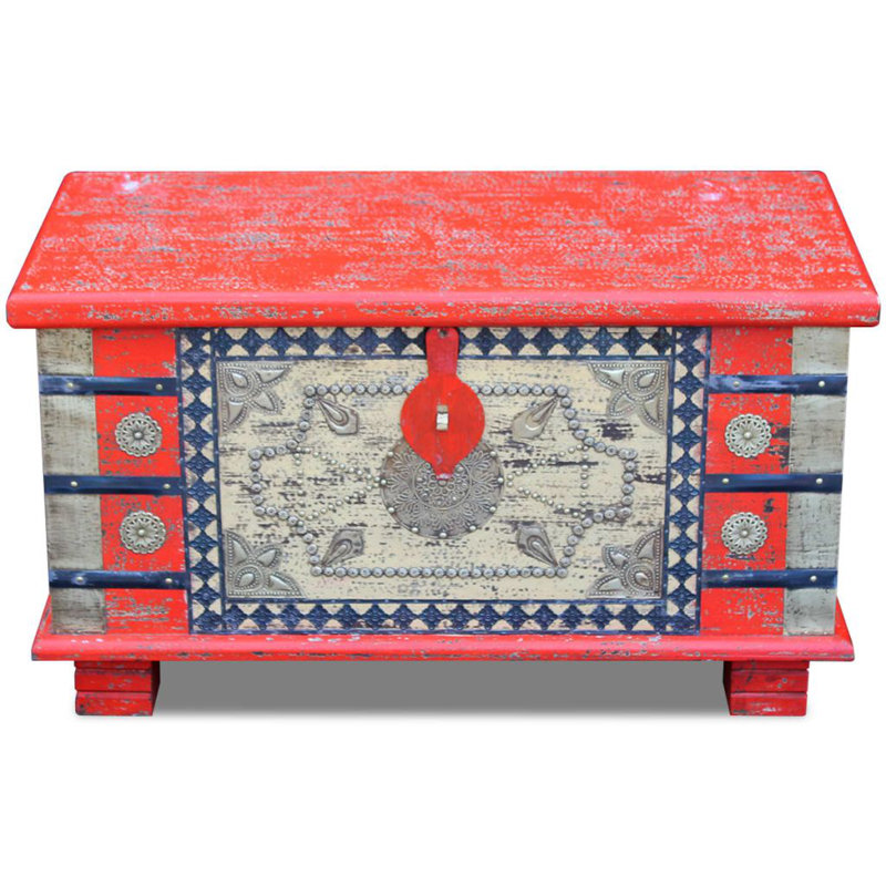 Solid Wood Accent Trunk, Red