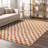 Dominique Abstract Checkered Fringe Area Rug-1595939613