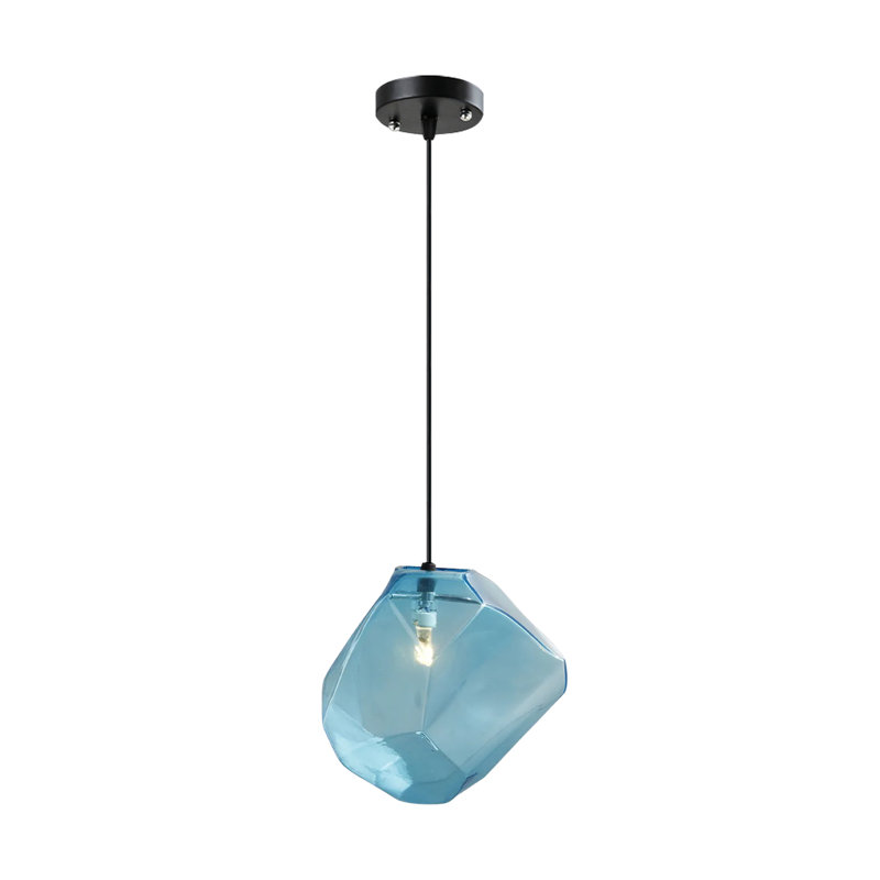 Darah - Light Matte Black Geometric Pendant, Blue