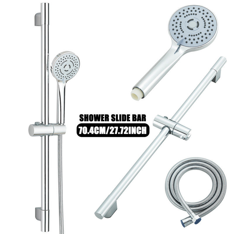 5-Spray Hand Shower with Slide Bar, Handheld Shower with High Pressure Spray, Chrome