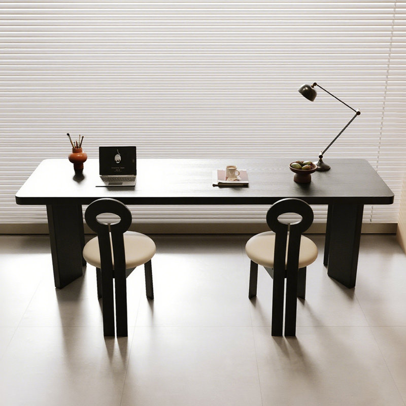 Black Rectangular Solid Wood writing desk, 29.53” H x 62.99” W x 23.62” D
