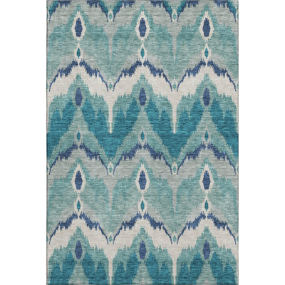 Premium Machine Washable Prisco Teal Rug