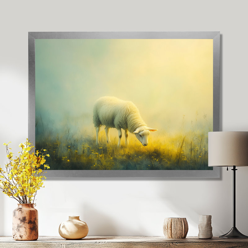 Dokun Sheep Portrait Smooky Dream II - Sheep Wall Art, H 12 po x l 20 po, Reproduction encadrée d'une seule photo