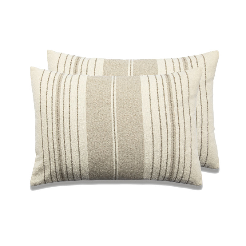 My Cottage Living French Stripe Pattern Pillow Cover and Insert, Greige