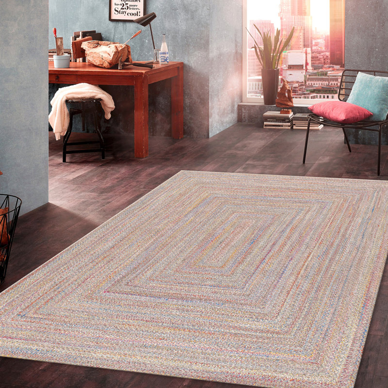 Tapis multicolore à motif géométrique tressé à la main Lagos, Rectangle 12 pi x 15 pi
