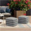 Corrie - Pouf carré extérieur / intérieur tissé - bleu marine / blanc