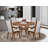 5-Pc Kitchen Set Includes a Pedestal Dining Table and 4 Grey Linen Fabric Parson Chairs with High Back - Antique Walnut Finish-1466534338