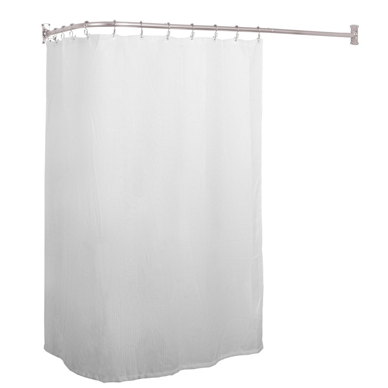 Brushed Nickel L-Shaped Wall Mounted Shower Curtain Rod