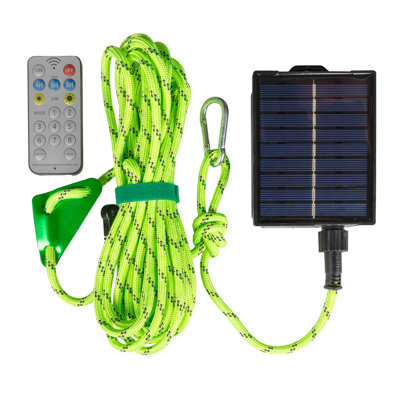 Corde paracord solaire lumineuse Festive Living, corde lueur verte à énergie solaire de 23 pi avec télécommande, 8 modes d'éclairage + minuterie, pile 500 mAh, imperméable IP66 pour le camping en plein air