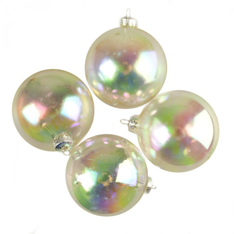 10cm Bauble, Clear Iridescent Shiny