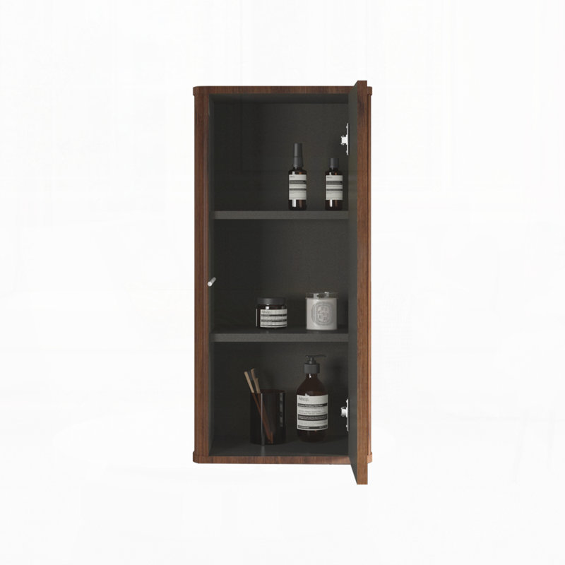Armoire latérale rayée pour salle de bain flottante, armoire de rangement murale pour petits espaces, Noyer