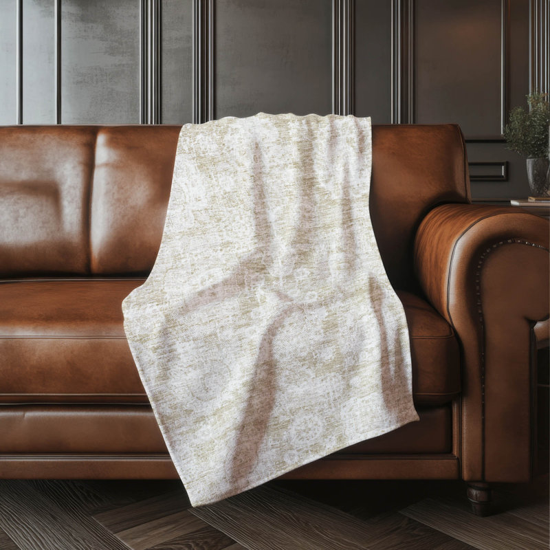 Jeté à motif floral Addison Sherpa ASB634, Beige