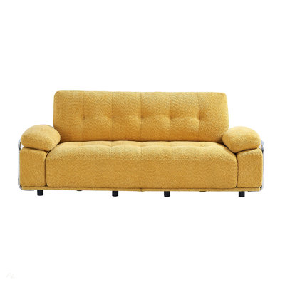88.98'' Width Modern Sofa with Compression Seat Cushions and Back Cushions,Steel Arm Frame,Chenille Fabric,Yellow Color