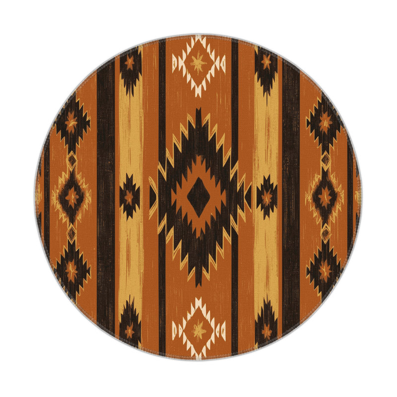 Sacred Trails Indoor And Outdoor Area Rug, Round 5'