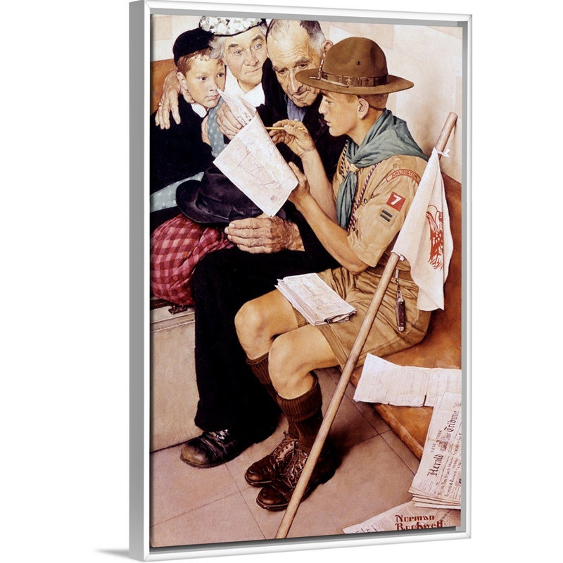 Art mural sur toile Norman Rockwell, Cadre flottant blanc, H 50 po x l 34 po x P 1,75 po