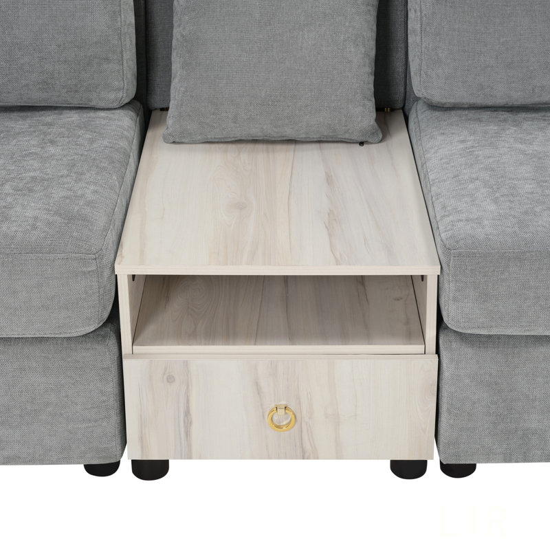 Canapé modulaire moderne à 3 places avec accoudoirs de rangement, console centrale et coussins moelleux pour plus de confort et d'organisation