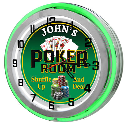 Poker Room Neon Wall Clock